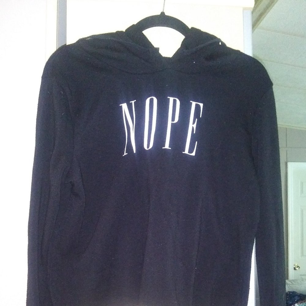 Black long sleeve shirt with hoodie